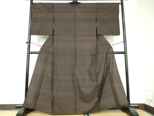 平和屋着物●上質な紬 横段文 正絹 逸品 DABH0183op