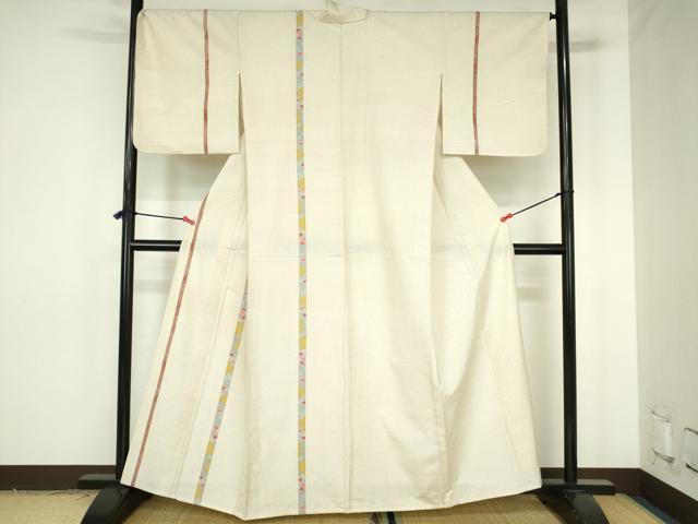 平和屋着物▽訪問着 単衣 紬地 箔散らし梅間道 正絹 逸品 DABH0186op