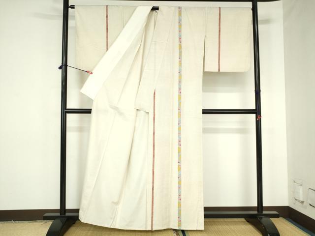 平和屋着物▽訪問着 単衣 紬地 箔散らし梅間道 正絹 逸品 DABH0186op
