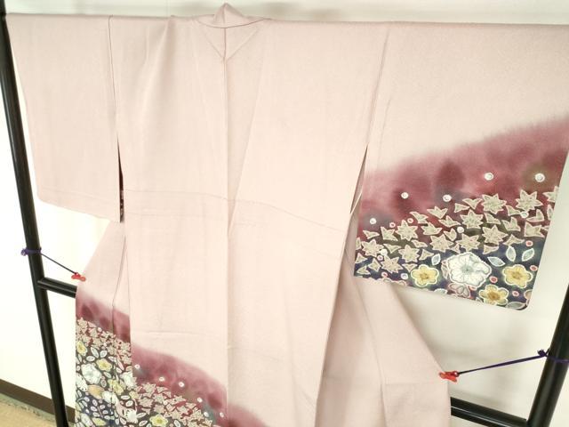 平和屋着物▽訪問着 単衣 辻が花 暈し染め ラメ糸 正絹 逸品 DABH0190op