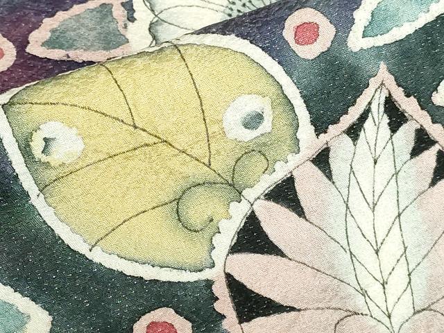 平和屋着物▽訪問着 単衣 辻が花 暈し染め ラメ糸 正絹 逸品 DABH0190op