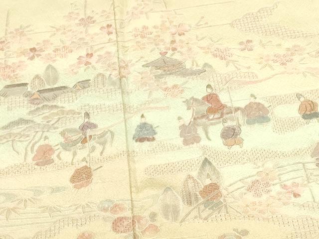 平和屋着物▽中国三大刺繍 スワトウ刺繍 汕頭刺繍 総刺繍 訪問着 単衣 人物風景花文 暈し染め 正絹 逸品 DABH0191op
