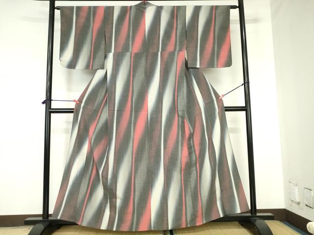 平和屋着物▽上質なお召 単衣 間道 正絹 逸品 未使用 DABH0193op