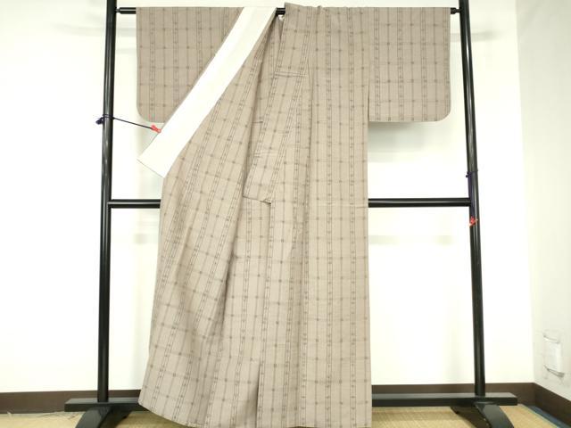 平和屋着物▽上質な紬 単衣 絣間道 正絹 逸品 DABH0195op