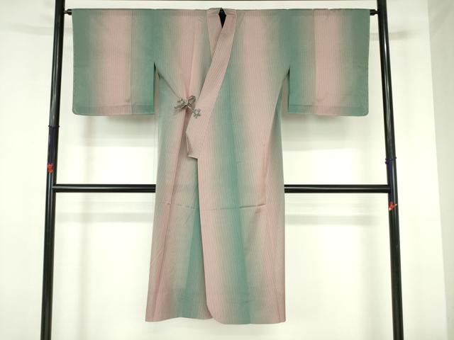平和屋着物▽道中着 スリーシーズン 春夏秋 塵除け 縞 暈し染め ロング丈 正絹 逸品 未使用 DABH0202op