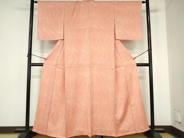 平和屋着物▽上質な小紋 単衣 よろけ縞 正絹 逸品 DABH0203op