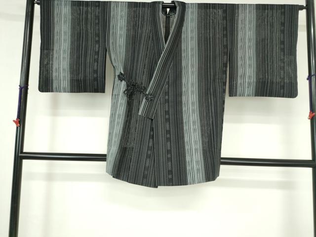 平和屋着物▽道中着 スリーシーズン 春夏秋 塵除け 縞 黒地 さが美扱い 正絹 逸品 DABH0208op
