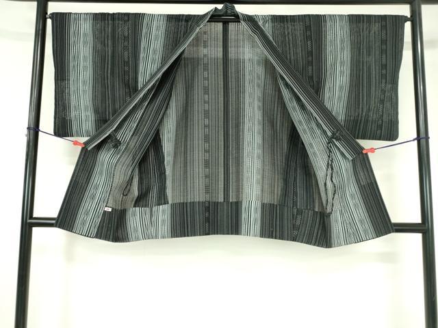 平和屋着物▽道中着 スリーシーズン 春夏秋 塵除け 縞 黒地 さが美扱い 正絹 逸品 DABH0208op