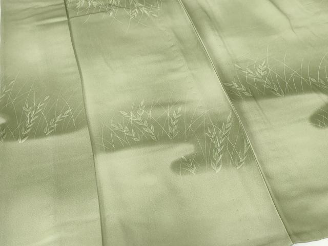 平和屋着物▽上質な小紋 単衣 草葉文 暈し染め 正絹 逸品 DABH0212op