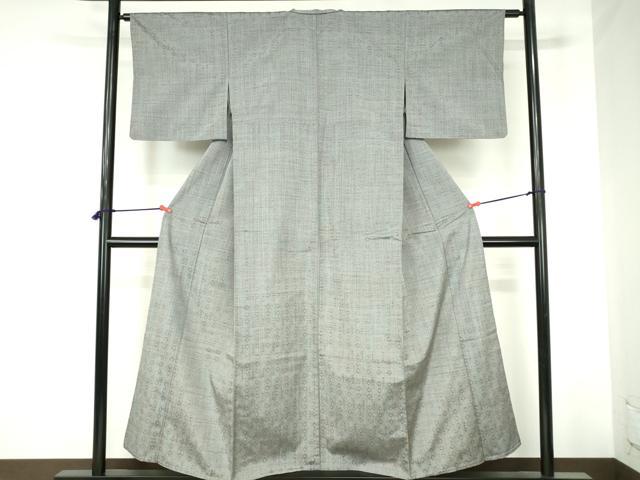 平和屋着物▽上質な紬 単衣 抽象間道 正絹 逸品 DABH0217op