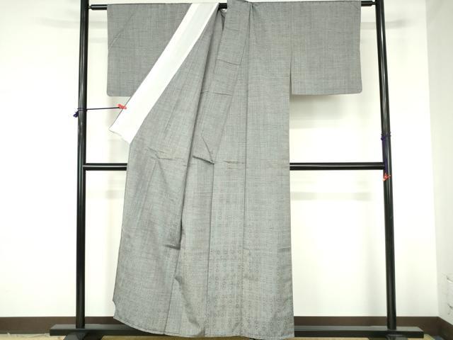 平和屋着物▽上質な紬 単衣 抽象間道 正絹 逸品 DABH0217op