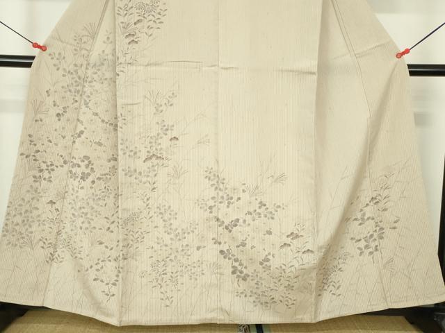 平和屋着物▽訪問着 単衣 手描き 草花 正絹 逸品 DABH0219op