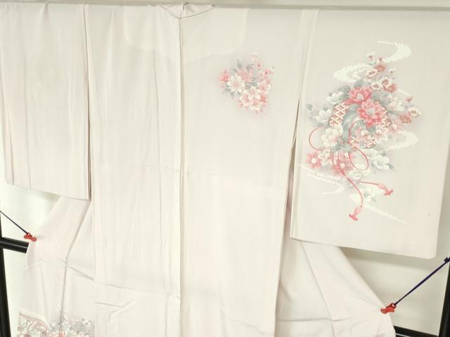 平和屋着物▽訪問着 単衣 結び紐花文 暈し染め 正絹 逸品 DABH0223op