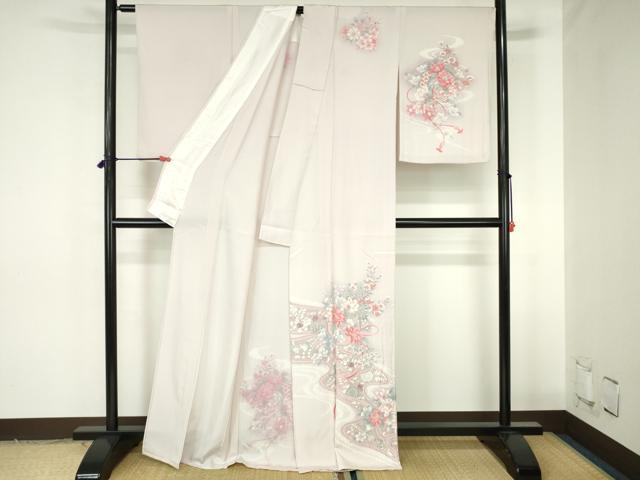 平和屋着物▽訪問着 単衣 結び紐花文 暈し染め 正絹 逸品 DABH0223op