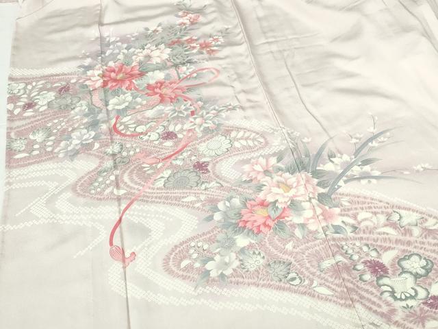平和屋着物▽訪問着 単衣 結び紐花文 暈し染め 正絹 逸品 DABH0223op