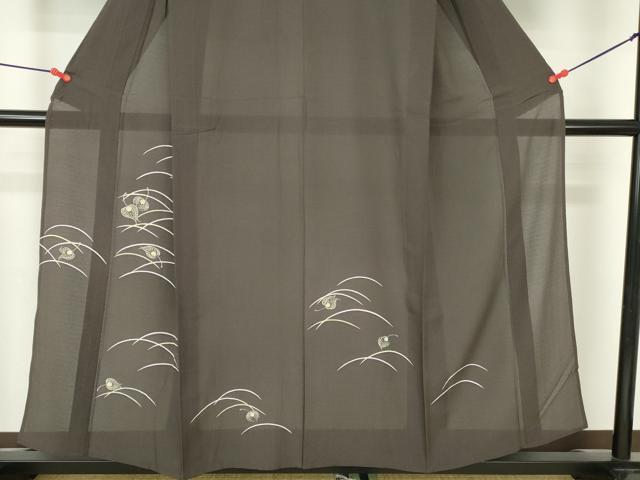 平和屋着物*夏物 訪問着 絽 舞葉文 銀彩 正絹 逸品 DABH0229op