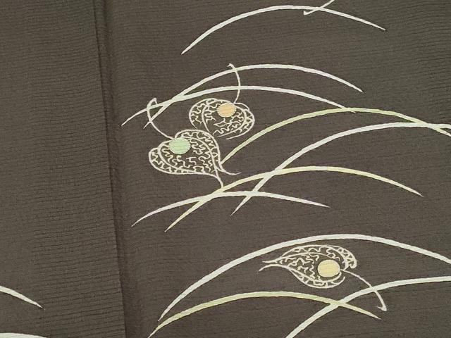 平和屋着物*夏物 訪問着 絽 舞葉文 銀彩 正絹 逸品 DABH0229op