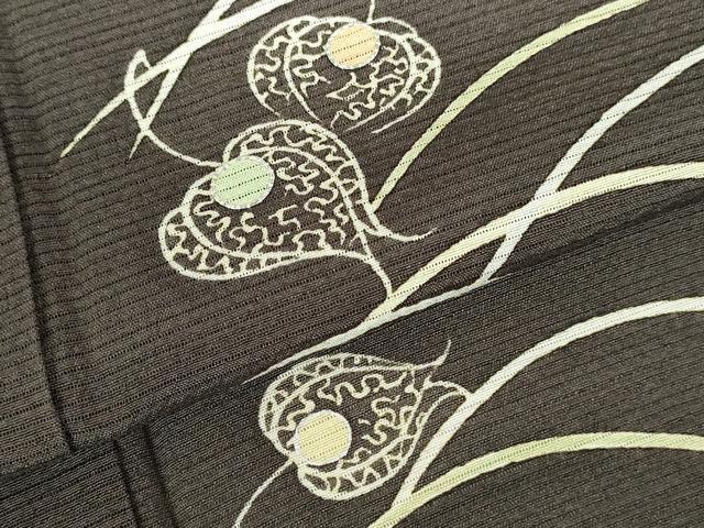 平和屋着物*夏物 訪問着 絽 舞葉文 銀彩 正絹 逸品 DABH0229op