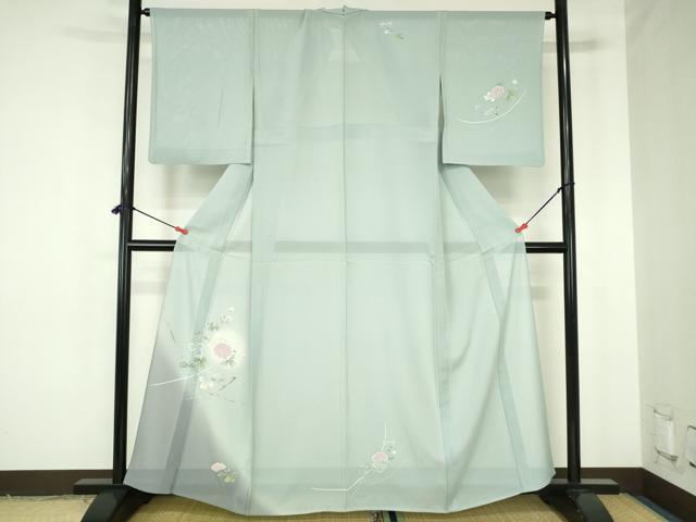 平和屋着物*夏物 訪問着 絽 友禅 枝花 暈し染め 正絹 逸品 DABH0230op