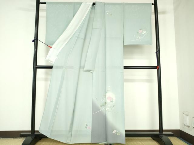 平和屋着物*夏物 訪問着 絽 友禅 枝花 暈し染め 正絹 逸品 DABH0230op