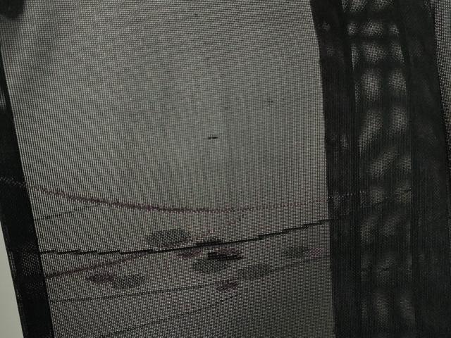 平和屋着物*夏物 小紋 紗 露芝 黒地 正絹 逸品 DABH0245op