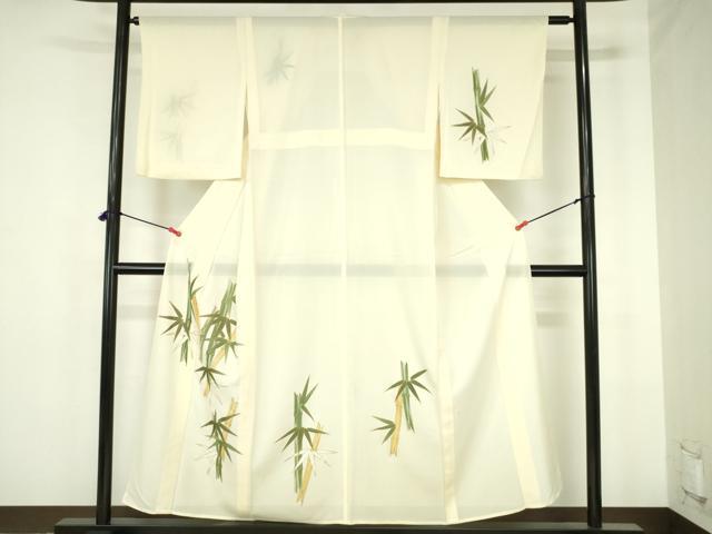 平和屋着物*夏物 訪問着 絽 笹竹文 金彩 正絹 逸品 DABH0252op