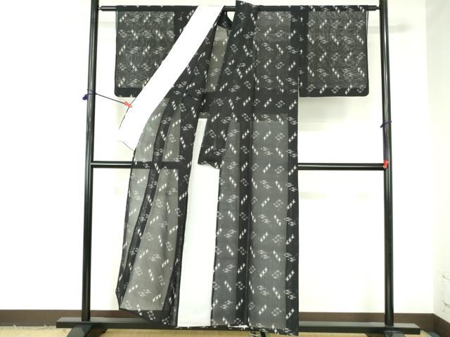 平和屋着物*夏物 夏物 本場琉球絣 夏琉球 黒地 正絹 逸品 DABH0254op