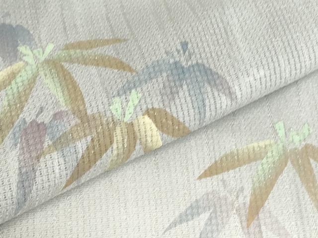 平和屋着物*夏物 染色家 岸上純平 訪問着 紗 笹の葉文 伊と幸 暈し染め 銀彩 反端付き 正絹 逸品 DABH0257op