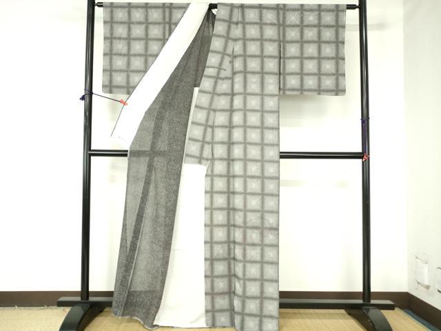 平和屋着物*夏物 小紋 絽 格子 やまと誂製 正絹 逸品 DABH0263op