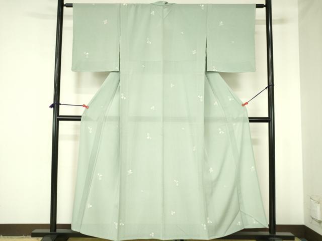 平和屋着物*夏物 小紋 絽縮緬 草花 正絹 逸品 DABH0268op