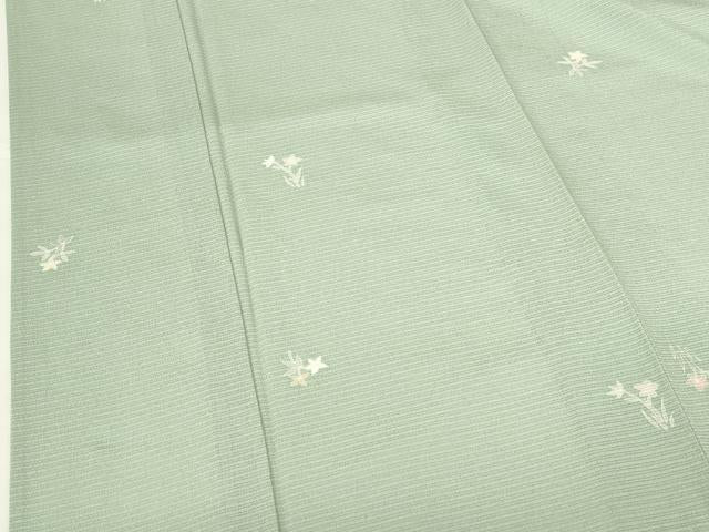 平和屋着物*夏物 小紋 絽縮緬 草花 正絹 逸品 DABH0268op