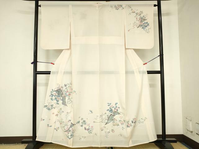 平和屋着物*夏物 訪問着 絽 花蝶文 金銀彩 正絹 逸品 DABH0269op