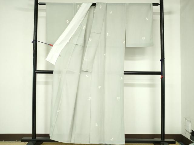 平和屋着物*夏物 小紋 絽縮緬 舞花 正絹 逸品 DABH0270op