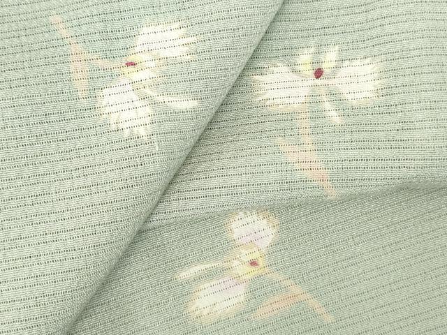 平和屋着物*夏物 小紋 絽縮緬 舞花 正絹 逸品 DABH0270op