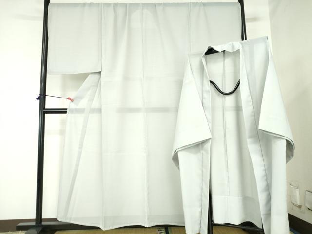 平和屋着物*夏物 男性 色無地・羽織セット 紗 白花色 キングサイズ 洗える着物 DABH0271op