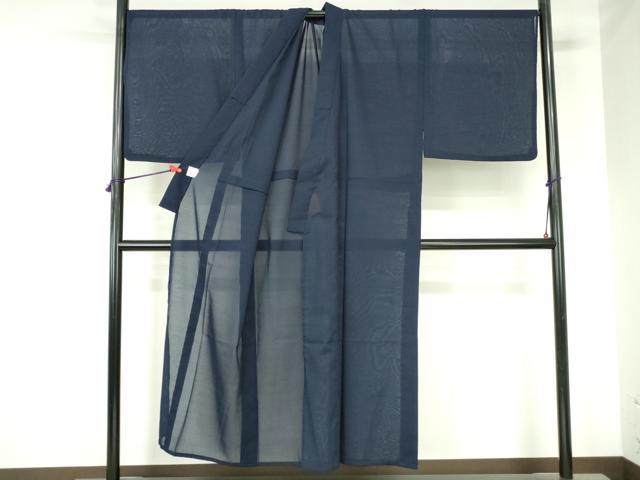 平和屋着物*夏物 男性 色無地 紗 濃藍色 洗える着物 DABH0286op