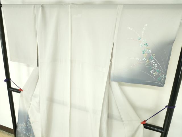 平和屋着物*夏物 訪問着 絽 手描き 草花 暈し染め 金銀彩 正絹 逸品 DABH0297op