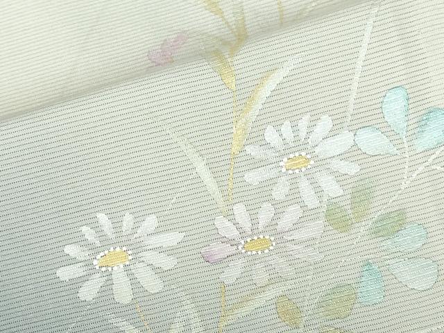 平和屋着物*夏物 訪問着 絽 手描き 草花 暈し染め 金銀彩 正絹 逸品 DABH0297op