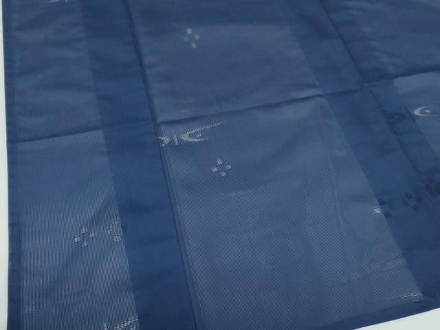 平和屋着物*夏物 色無地 絣紋紗 紺青色 三越扱い 正絹 逸品 DABH0298op