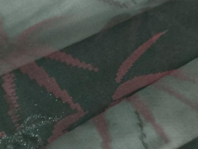 平和屋着物*夏物 小紋 紗 笹の葉文 黒地 正絹 逸品 DABH0300op