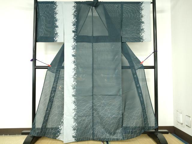 平和屋着物*夏物 訪問着 刺繍 紋紗 草花 シルエット 金彩 正絹 逸品 DABH0308op