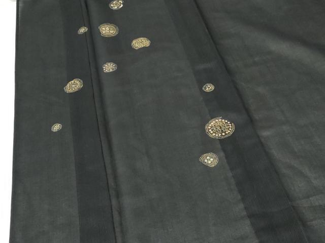 平和屋着物*夏物 紗紬 訪問着 花丸文 黒地 金彩 正絹 逸品 DABH0312op