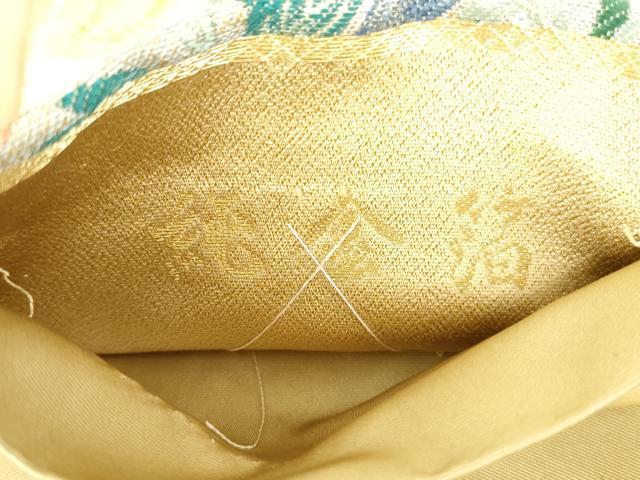 平和屋本店▼美しいキモノお馴染みのメーカー となみ織物 本加賀友禅作家 百貫華峰 六通柄袋帯 唐織 純金箔 証紙・共箱付き 逸品DABH0325op