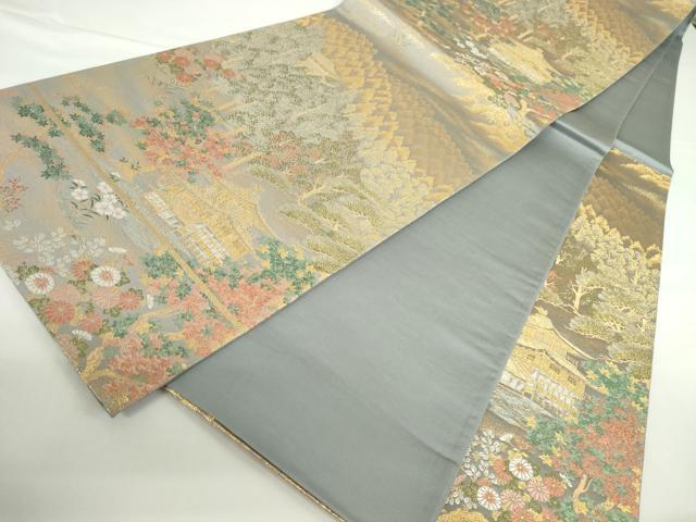 平和屋本店▼六通柄袋帯 樹林風景文 九百錦 本金貮重箔 正絹 逸品 DABH0330op