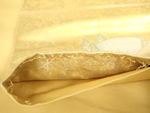 平和屋着物▼太鼓柄袋帯 人物風景花文 本漆金箔 正絹 逸品 DABH0357op