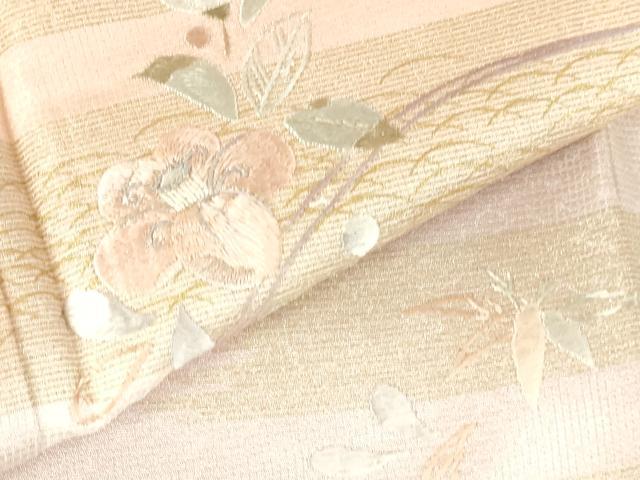 平和屋着物●訪問着 総刺繍 草花 暈し染め 金彩 やまと誂製 正絹 逸品 DABH0365op