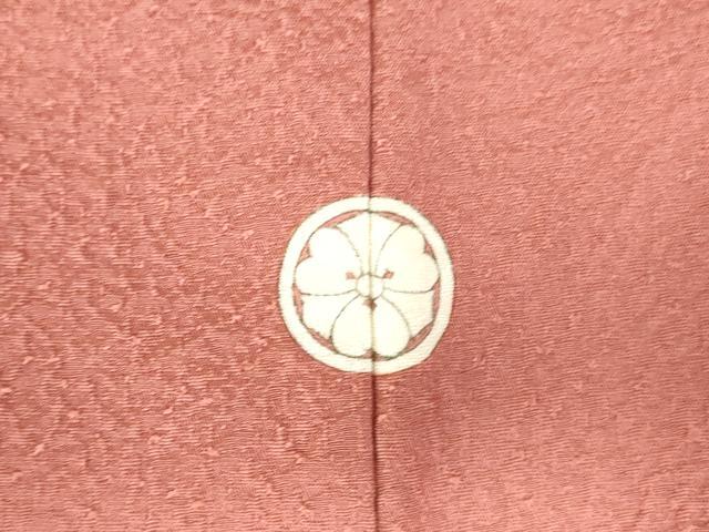平和屋着物●本草木染作家 瑞寶 色無地 紋意匠 甚三紅色 ロング丈 正絹 逸品 DABH0366op
