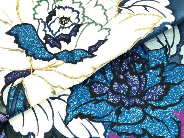 平和屋着物●豪華振袖 駒刺繍 舞蝶花文 正絹 逸品 DABH0371op