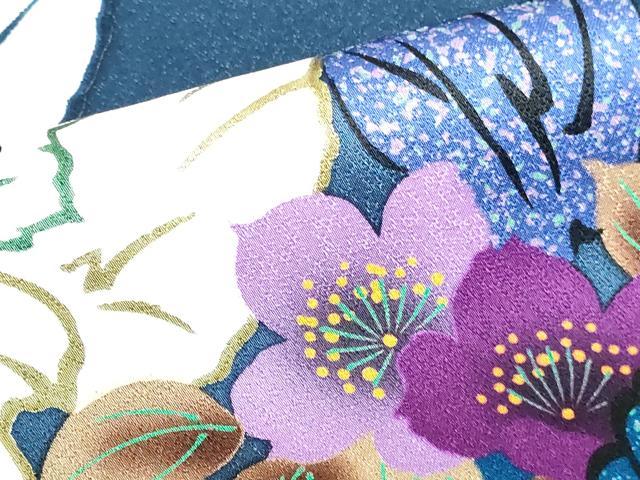 平和屋着物●豪華振袖 駒刺繍 舞蝶花文 正絹 逸品 DABH0371op