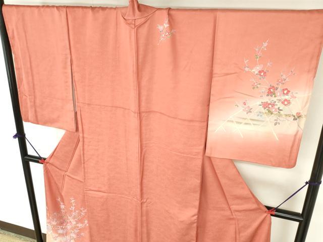 平和屋着物●訪問着 籬花文 暈し染め 金彩 ロング丈 正絹 逸品 DABH0374op